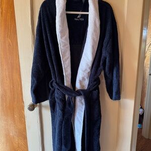Nautica Blue and White Bathrobe